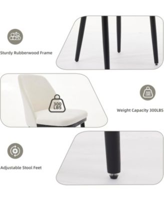 Modern Dining Chair Set of 4, Linen Upholstered Kitchen Chair with Curved Back, Sold Wood Legs, Accent Chair for Kitchen, Dining Room