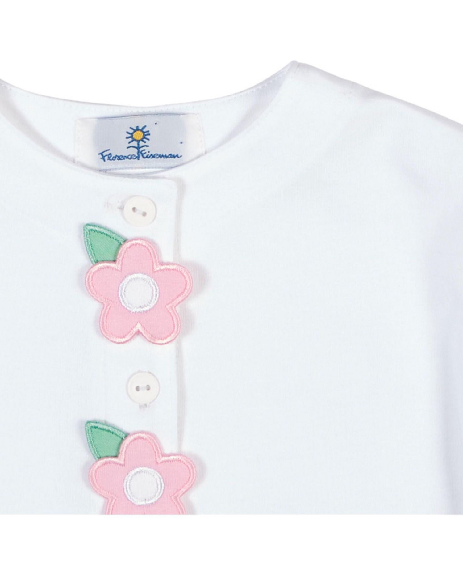 Big Girls White Knit Cardigan With Flowers