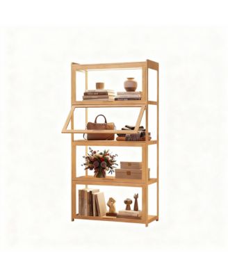 Bamboo 4-Tier Space-Efficient, Dust-Resistant, Easy Assembly Curio Cabinet for Collectibles