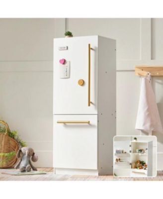 Play Kitchen Accessories – Play Kitchen Fridge: Wooden Cabinet Refrigerator for Kids