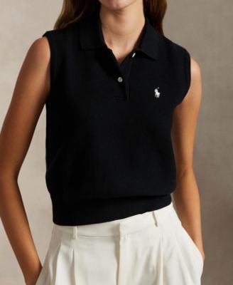 Women's Ribbed Collar Sleeveless Sweater