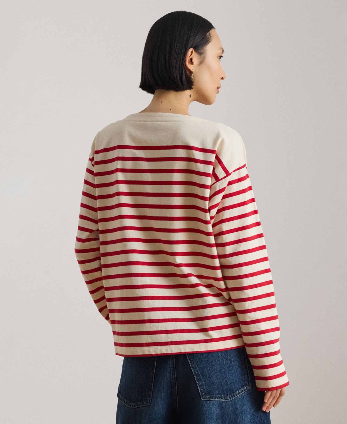 Женский топ Lauren Ralph Lauren Boat Neck Long-Sleeve Top, цвет: Кремовый / Красный — фото 6