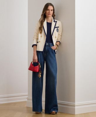 Women's Two-Tone Double-Breasted Peak Lapel Blazer