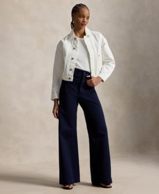 Women's Spread Collar Long-Sleeve Trucker Denim Jacket