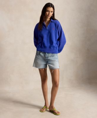 Women's Spread Collar Long-Sleeve Quarter-Zip Sweatshirt