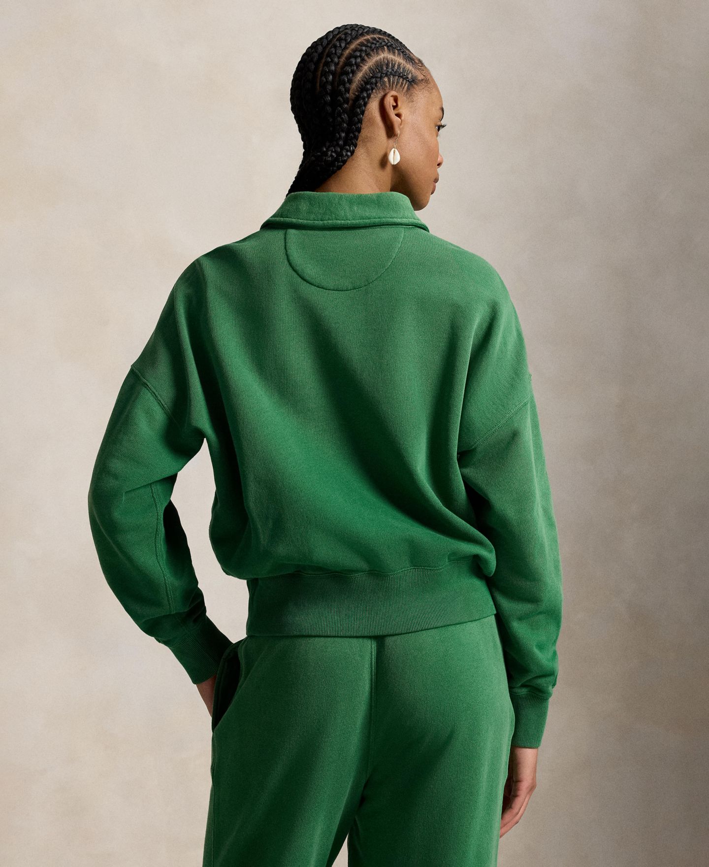 Женский свитшот Polo Ralph Lauren Spread Collar Long-Sleeve Quarter-Zip, цвет: Зелёный — фото 5