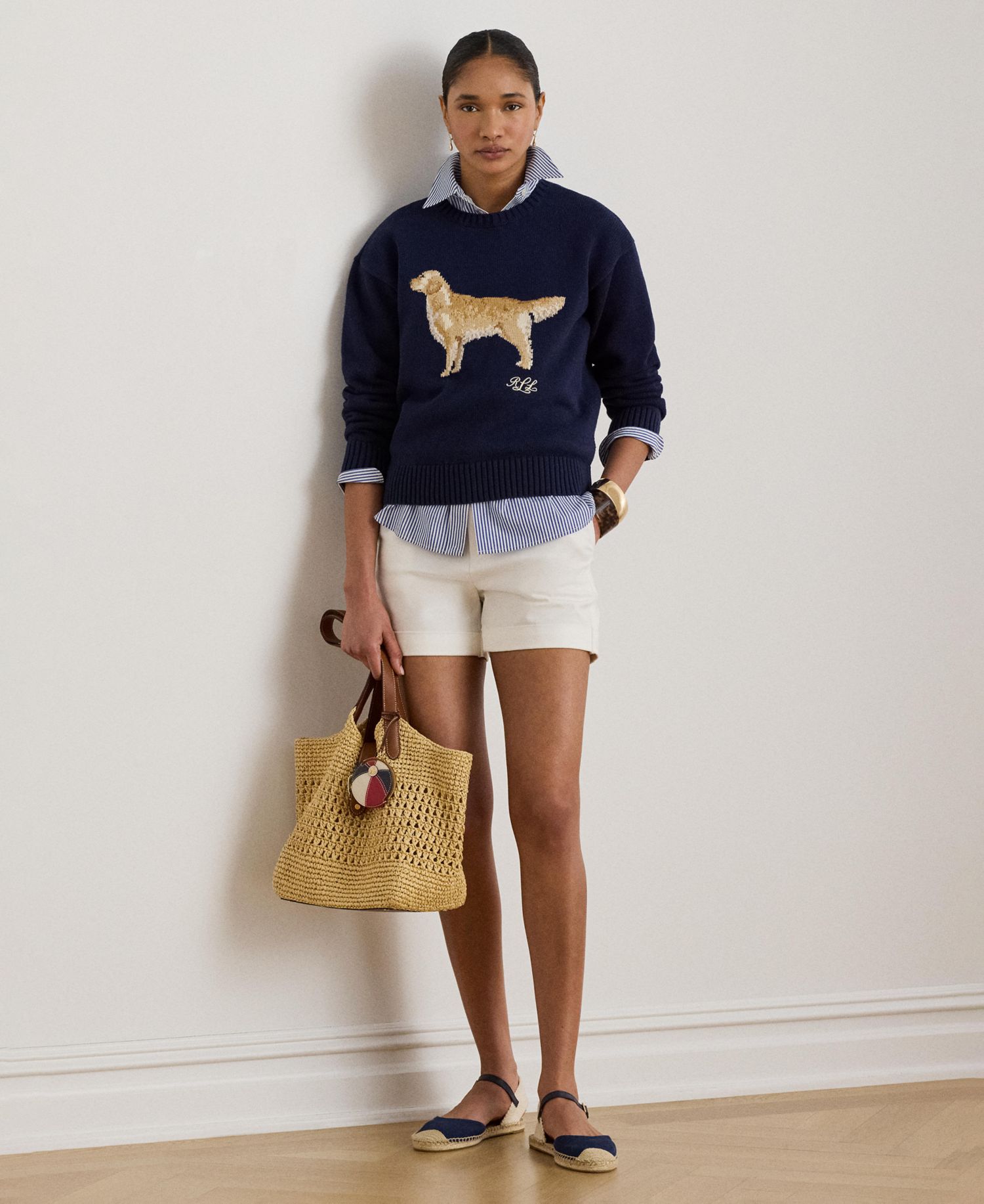 Petite Intarsia-Knit Crewneck Sweater