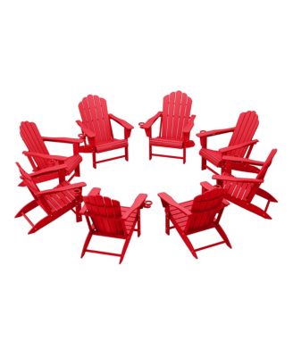 Set of 8 Outdoor Patio HDPE Adirondack Chairs with Cup Holders