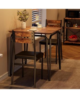 3 Piece Dining Table Set for 2 – Small Square Table with 2 Chairs, Space Saving Dinette Set for Kitchen, Dining Room & Small Apartments