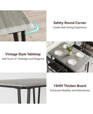 Dining Table Set for 4 Kitchen Table and Chairs for 4 ,5 Piece Kitchen Dining Room Table Set Wood Modern Rectangle Dinner Table