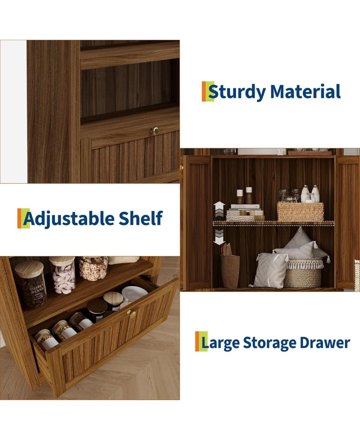 gaomon 71" Tall Arched Storage Cabinet with Drawer, 6-Tier Freestanding Arch Pantry Adjustable Shelves