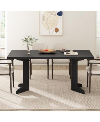 71 Inch Dining Table for 6-8 People Modern Dinner Table with Unique Wooden Legs Rectangle Dining Table for Kitchen Dining Room and Living Room