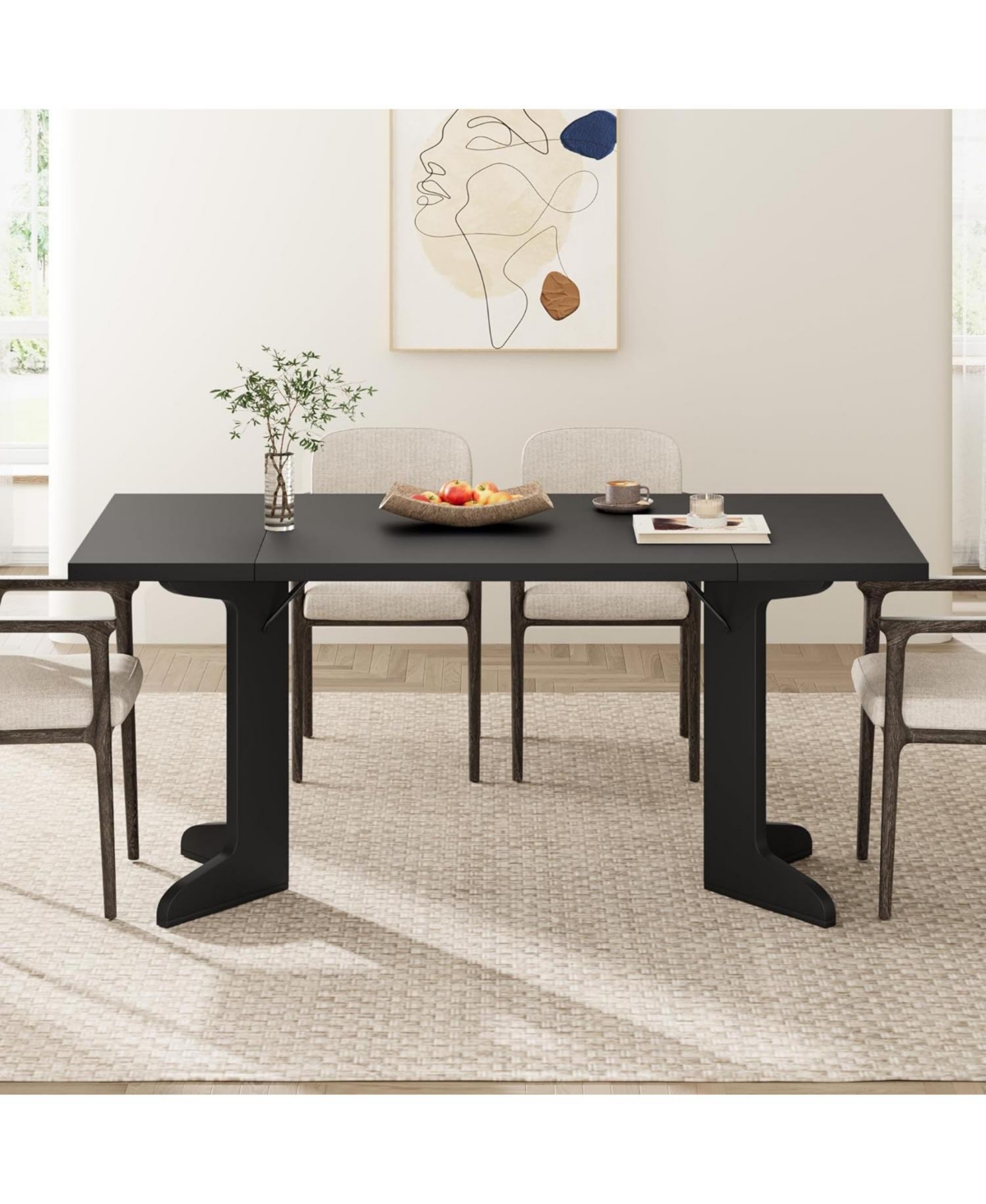 gaomon 71 Inch Dining Table for 6-8 People Modern Dinner Table with Unique Wooden Legs Rectangle Dining Table for Kitchen Dining Room and Living Room