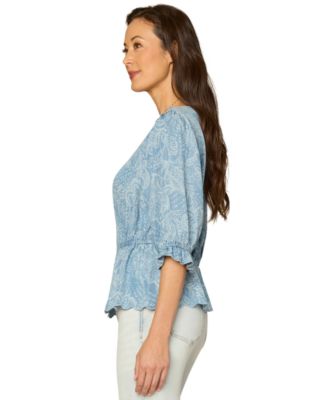 Women's Scallop Edge Woven Top