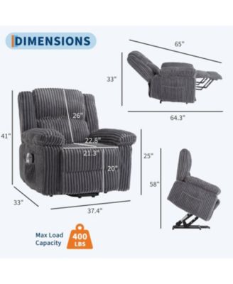 Power Lift Recliner Chair - Heat and Massage, Electric Lift Plush Recliner with Soft Padded Seat, Back Support & Armrests