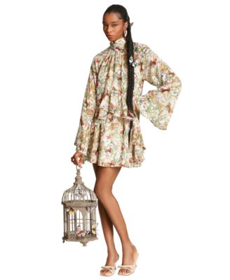 Women’s High Neck Ruffle Mini Dress