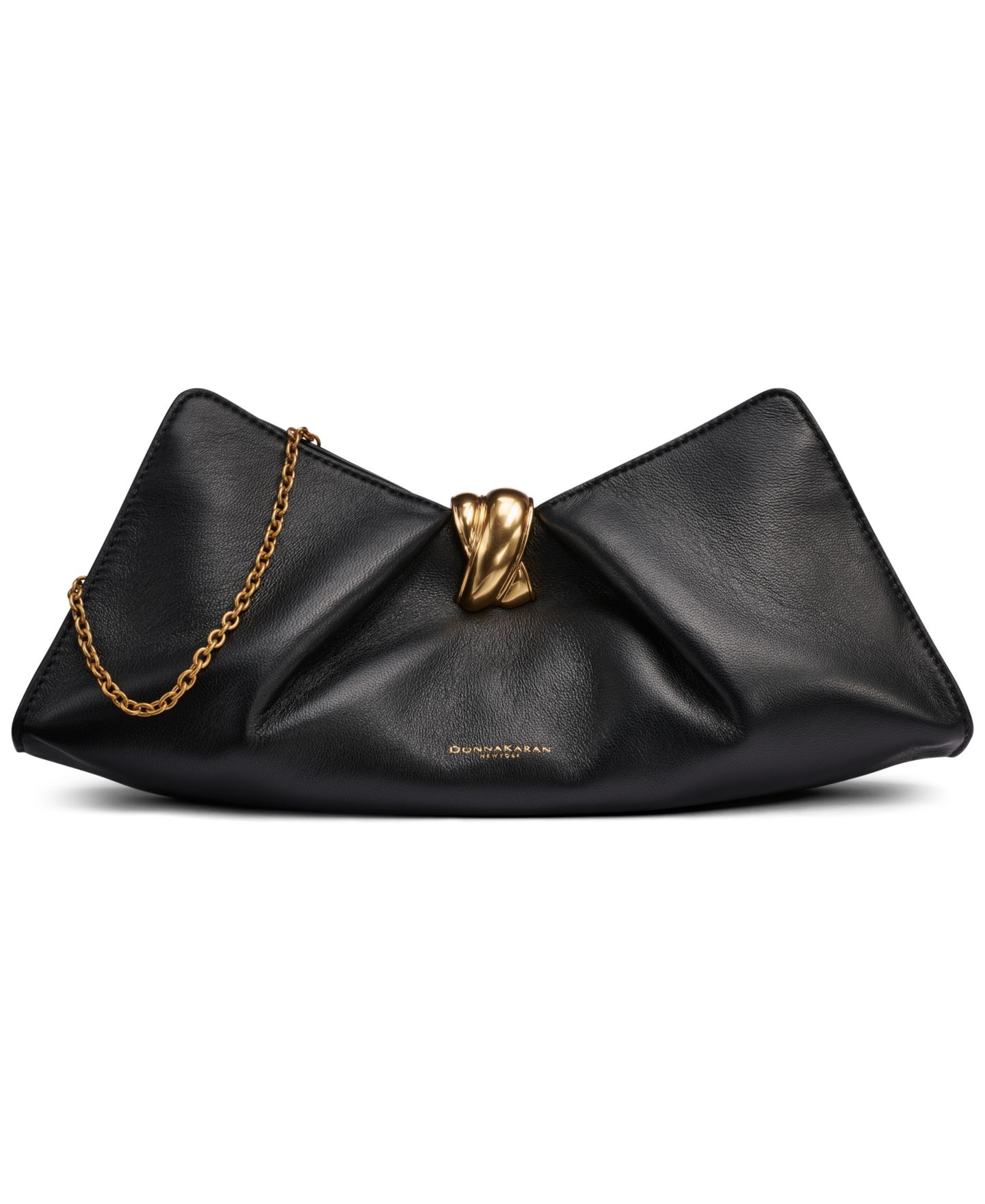 Женский клатч Donna Karan New York Cashmere Leather Clutch, цвет: Чёрный / Золотой — фото 1