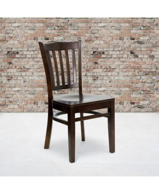 2 Pack Vertical Slat Back Wooden Restaurant Chair