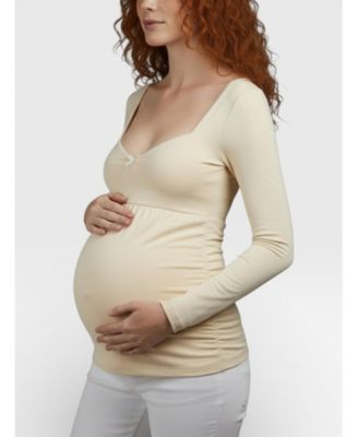 Maternity Motherhood Sweetheart Side-Ruched Long Sleeve Tee - Motherhood