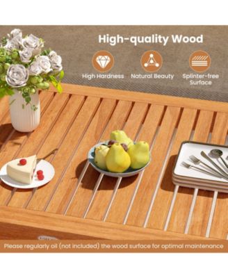 5 Pieces Patio Wood Dining Set Outdoor Rectangular Table & Chairs for Garden