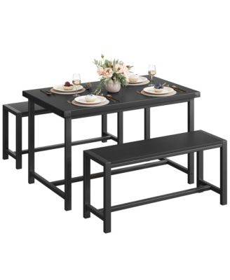 Dining Table Set for 4, Kitchen Room Table Set with 2 Benches, 3-Piece Wood Dining Room Dinette Sets Dining Chairs Set