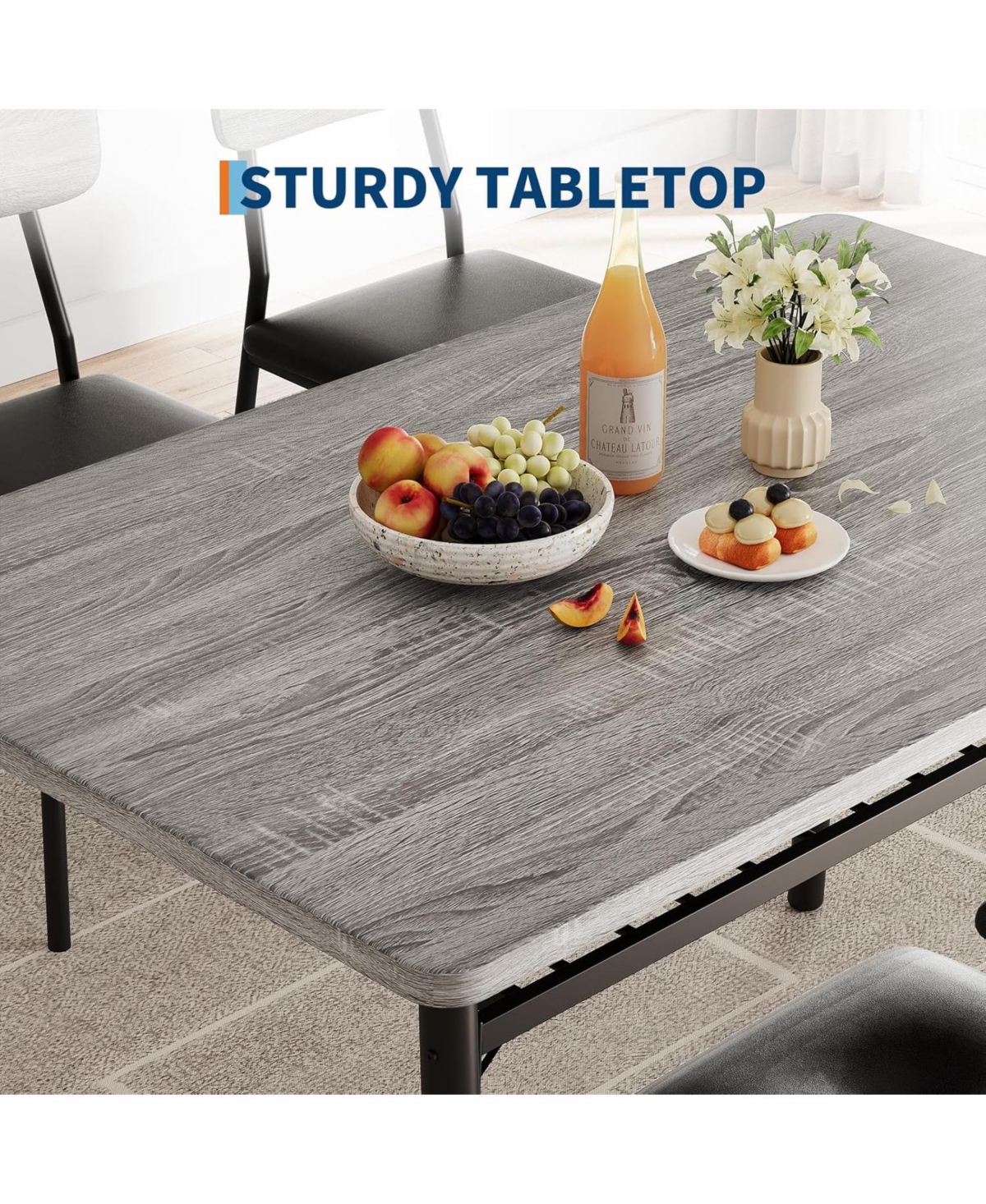 gaomon Dining Table for 2 with Storage Rack, Small Square Kitchen Table with Metal Frame and Upholstered Chairs, 3 Piece Set