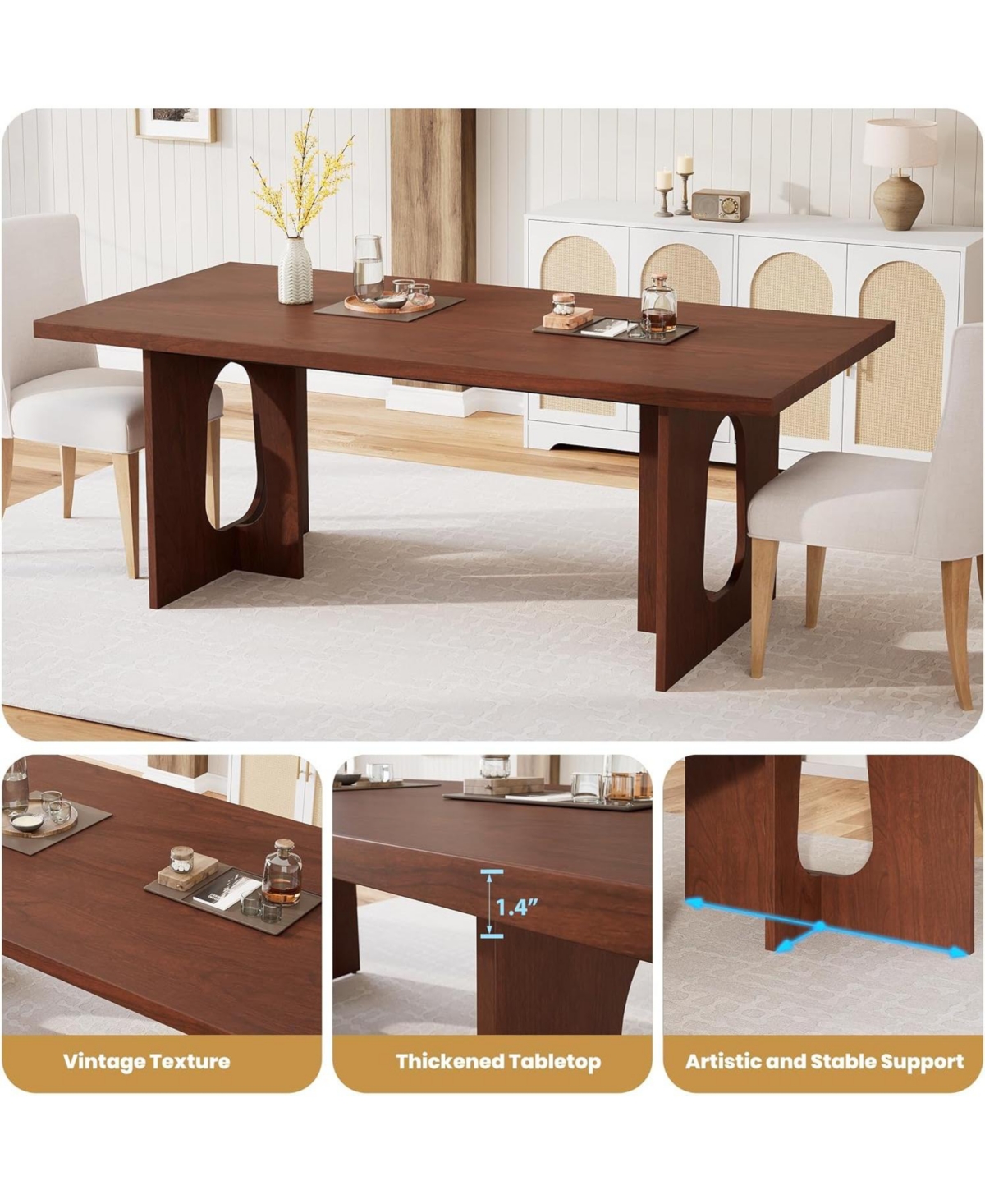 gaomon 71" Long Dining Table for 6-10 People