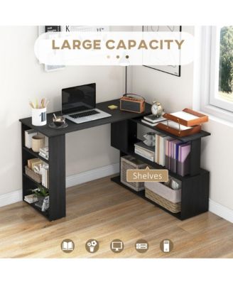 360° Rotating Combo Writing Table Office Hollow Core Hobby Desk w/ Storage Shelf