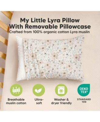 Toddler 1-Pack Lyra Muslin Pillow with Pillowcase 13x18, Organic Cotton Muslin Pillow for Boys, Girls, Sleeping, Travel