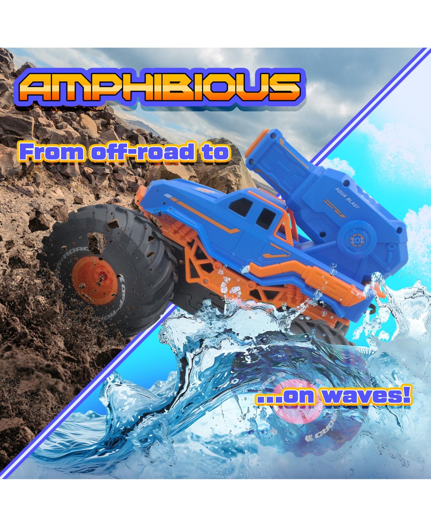 Детская игрушка USA Toyz Hydro Havoc Amphibious Water Cannon Remote Control Monster Truck — фото 2