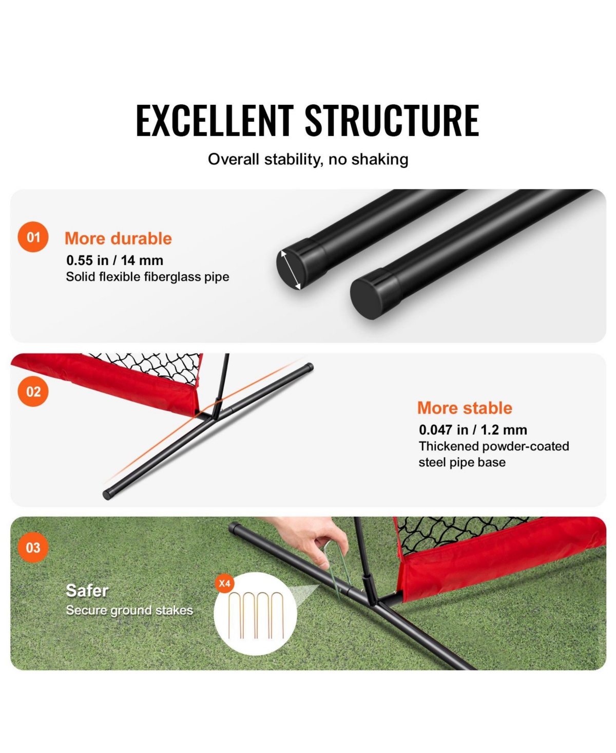 Mecale Barricade Backstop Net, 20x10 ft Sports Barrier Netting with Carry Bag, Practice Screen for Baseball, Softball, Soccer and Hockey