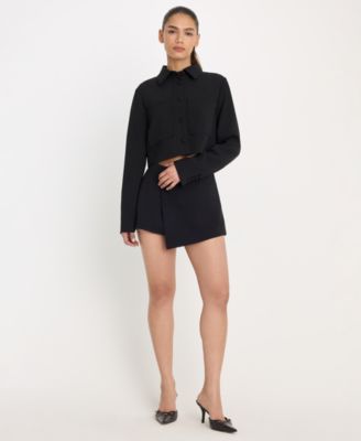 Women's Collared Cropped Jacket, Regular & Plus Size