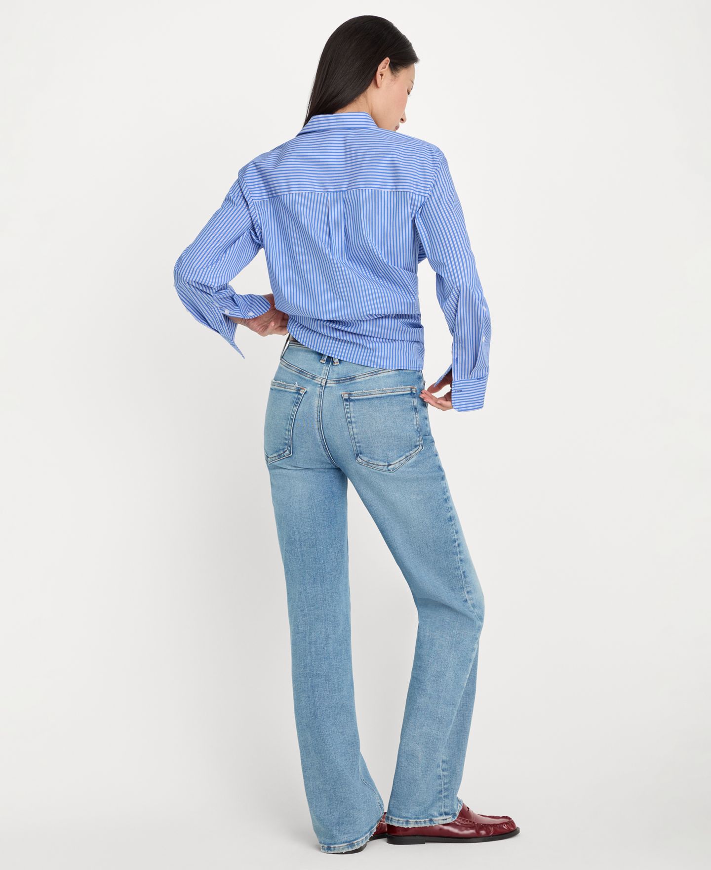 Женские джинсы Good American Straight High-Rise-Jeans, цвет: Индиго — фото 5