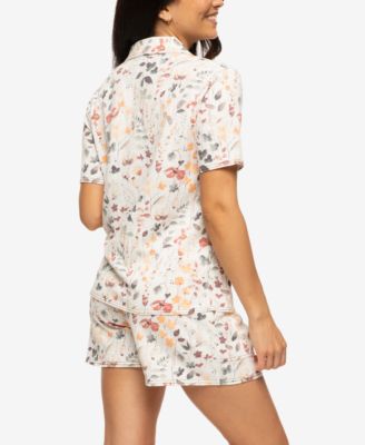 Women's Josephine Notched Collared Shirt and Shorts Pajama Set Style 900871