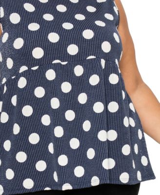 Plus Size Polka Dot Double Knit Babydoll Tank