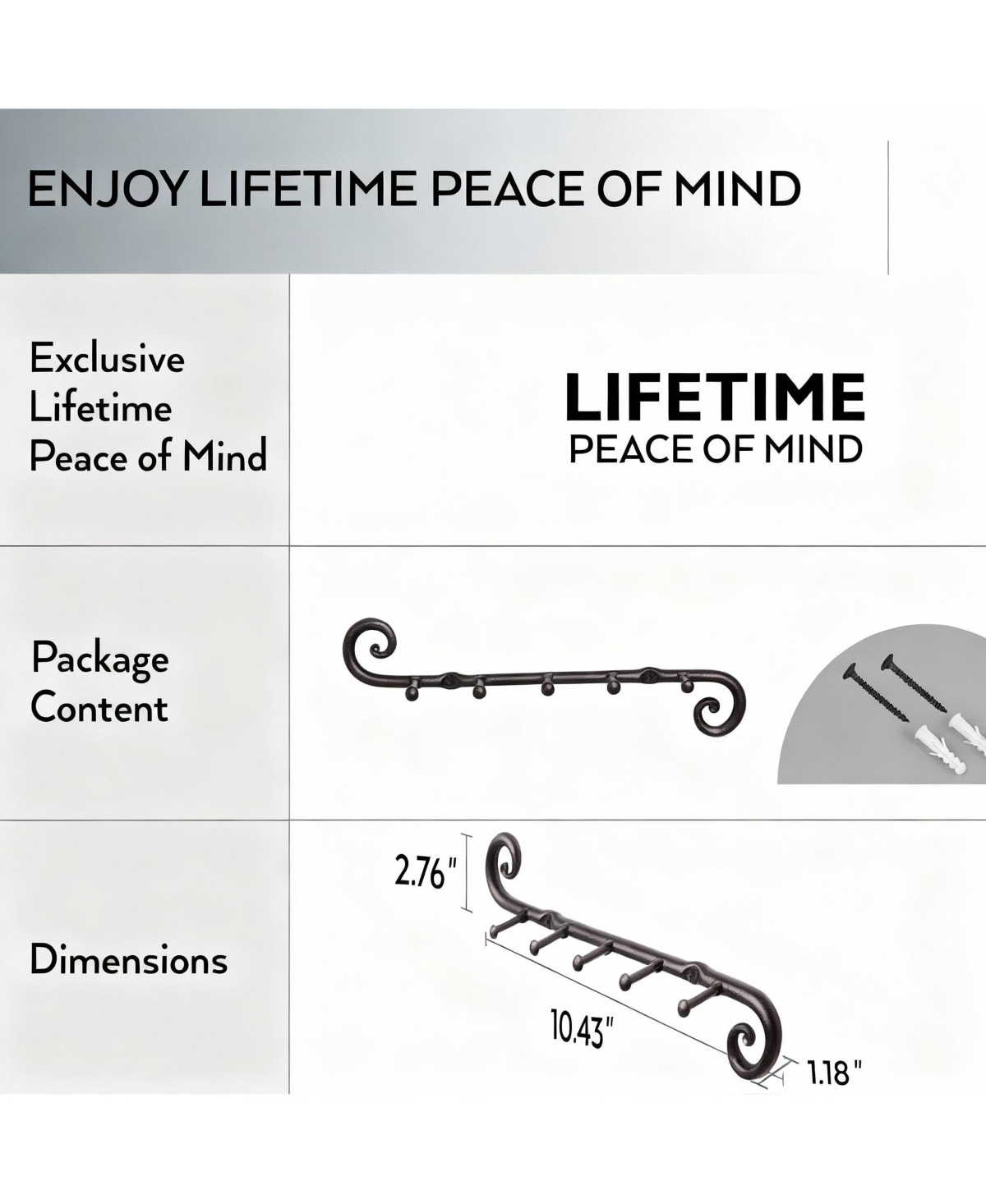 Yigii Farmhouse Key Rack - 5 Hooks Wall Organizer for Home Decor