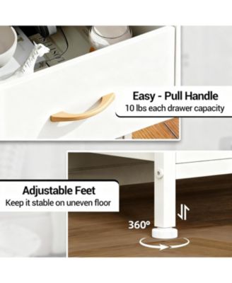 Fabric Chest of Drawers with 4 Foldable Storage Bins, , Nightstand & Organizer for Bedroom, Living Room