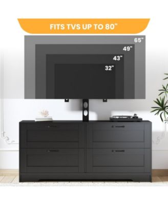TV Stand with Mount and 4 Drawers Storage Fits 32/45/55/65/75/80 Inch TVs, Black Entertainment Center w/Height Adjustable Mount for Living Room