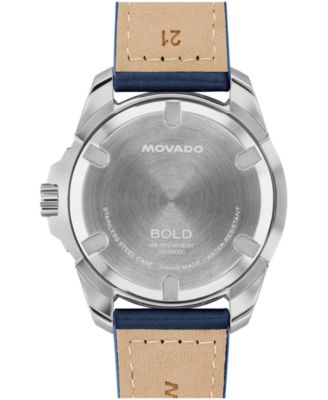 Men's Bold Verso S Swiss Quartz Navy Leather Watch, 42mm