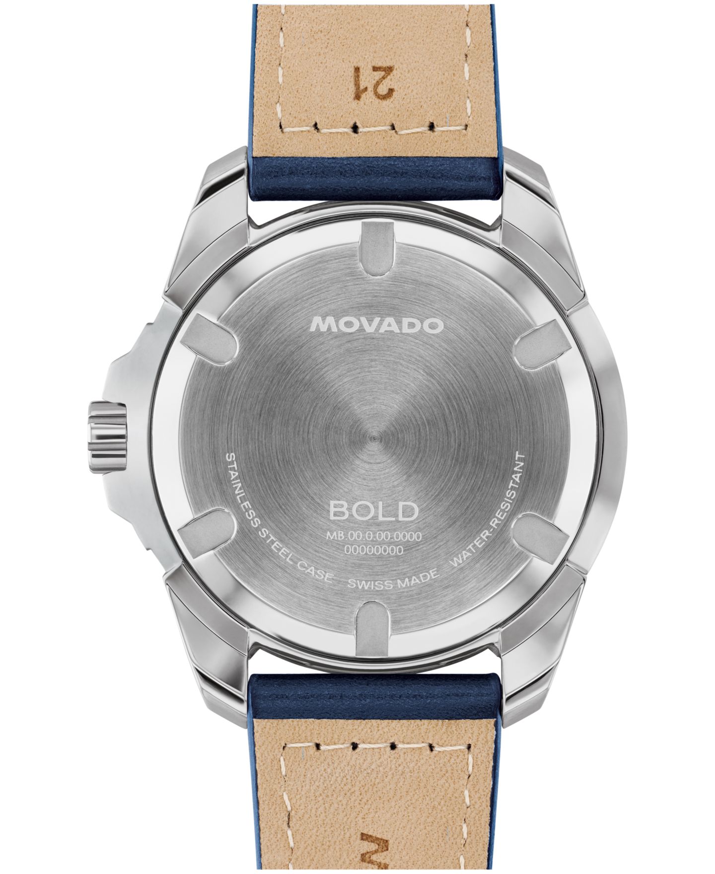 Мужские часы Movado Bold Verso S Swiss Quartz Navy Leather Watch, 42mm — фото 4