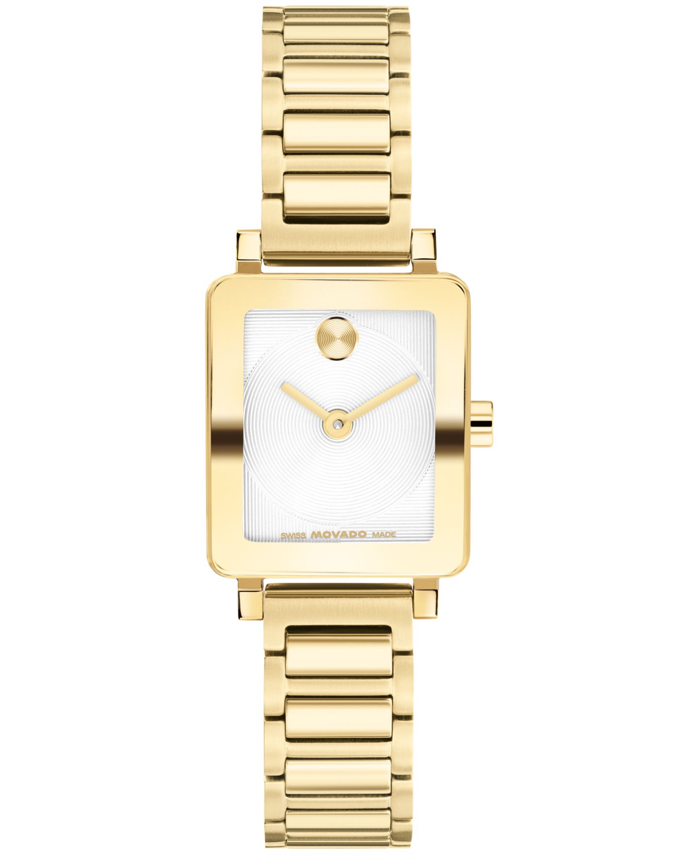 Женские часы Movado Bold Evolution 2.0 Mini Tank Swiss Quartz Ionic Plated Light Yellow Gold Steel Watch, 20x23mm — фото 1