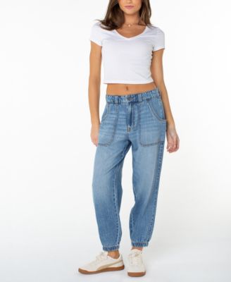 Juniors' High Rise Denim Joggers