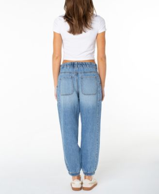 Juniors' High Rise Denim Joggers