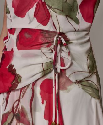 Women's Floral Faux Wrap Midi Dress