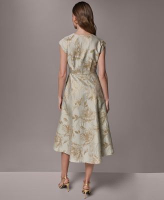 Women's Printed V-Neck Faux Wrap Dress