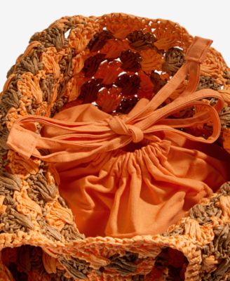 Drawstring Straw Handle Mini Tote