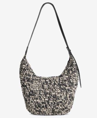 Marbled Straw Hobo Bag