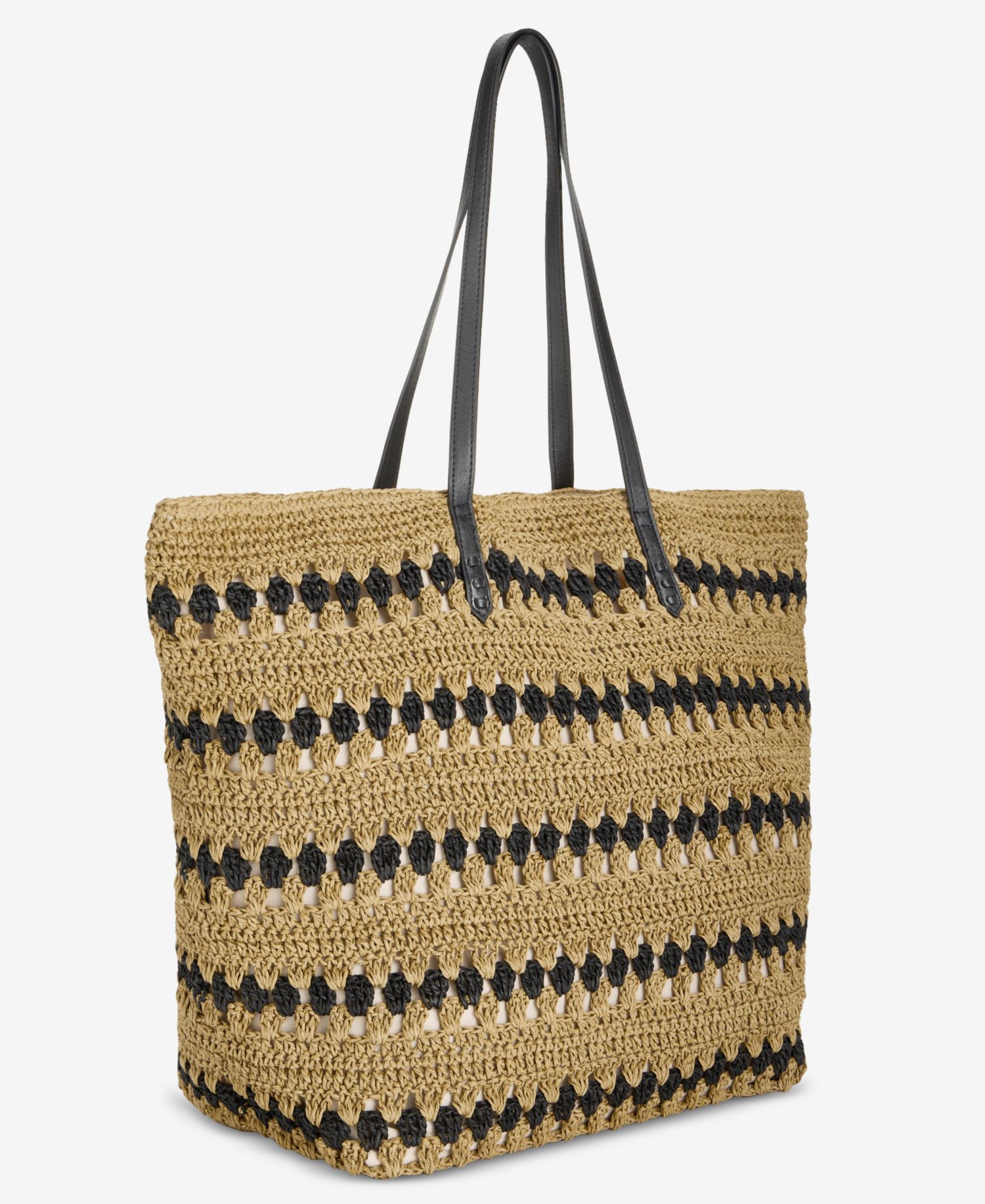 Geometric Straw Slouchy Tote Bag