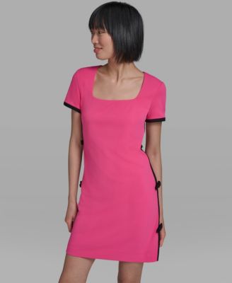 Women's Bow Trim Scuba Crepe Sheath Dress