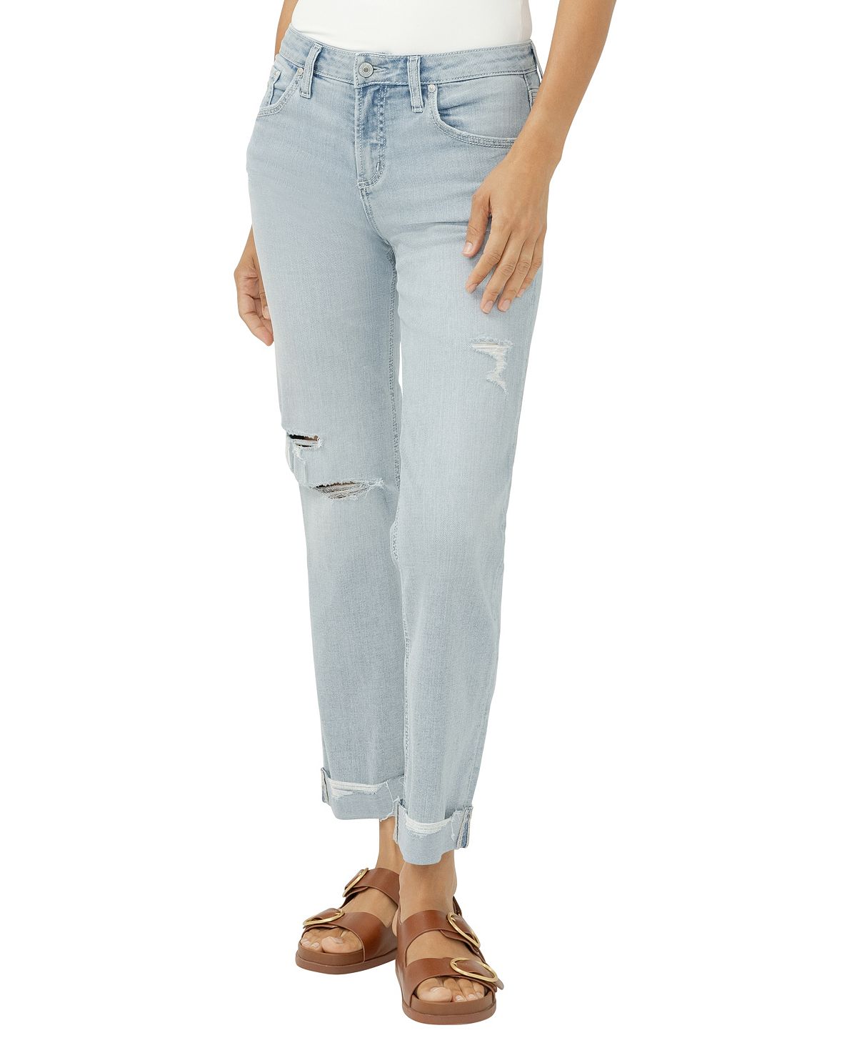Silver Jeans Co. Women's Chelsea Mid-Rise Straight Leg Luxe Stretch Jeans view 1 — MAYCSS fashion products